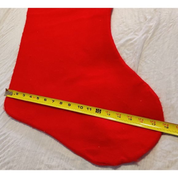 Large Size Vtg Decor Plush Red & Green Trim Felt Christmas Stocking 12x18" - Picture 6 of 6